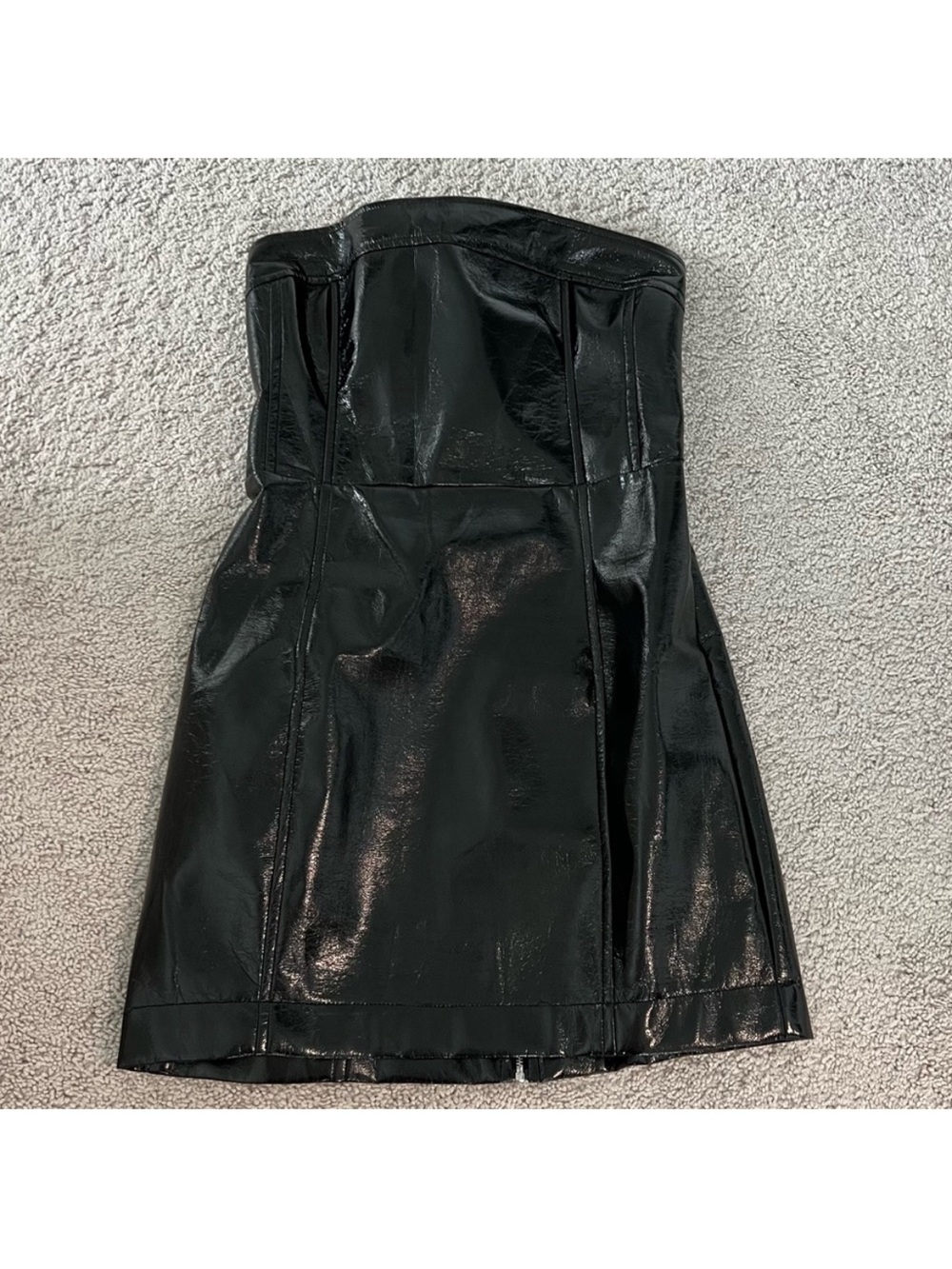 White Fox Boutique Black Strapless Faux Leather Mini Dress Size M